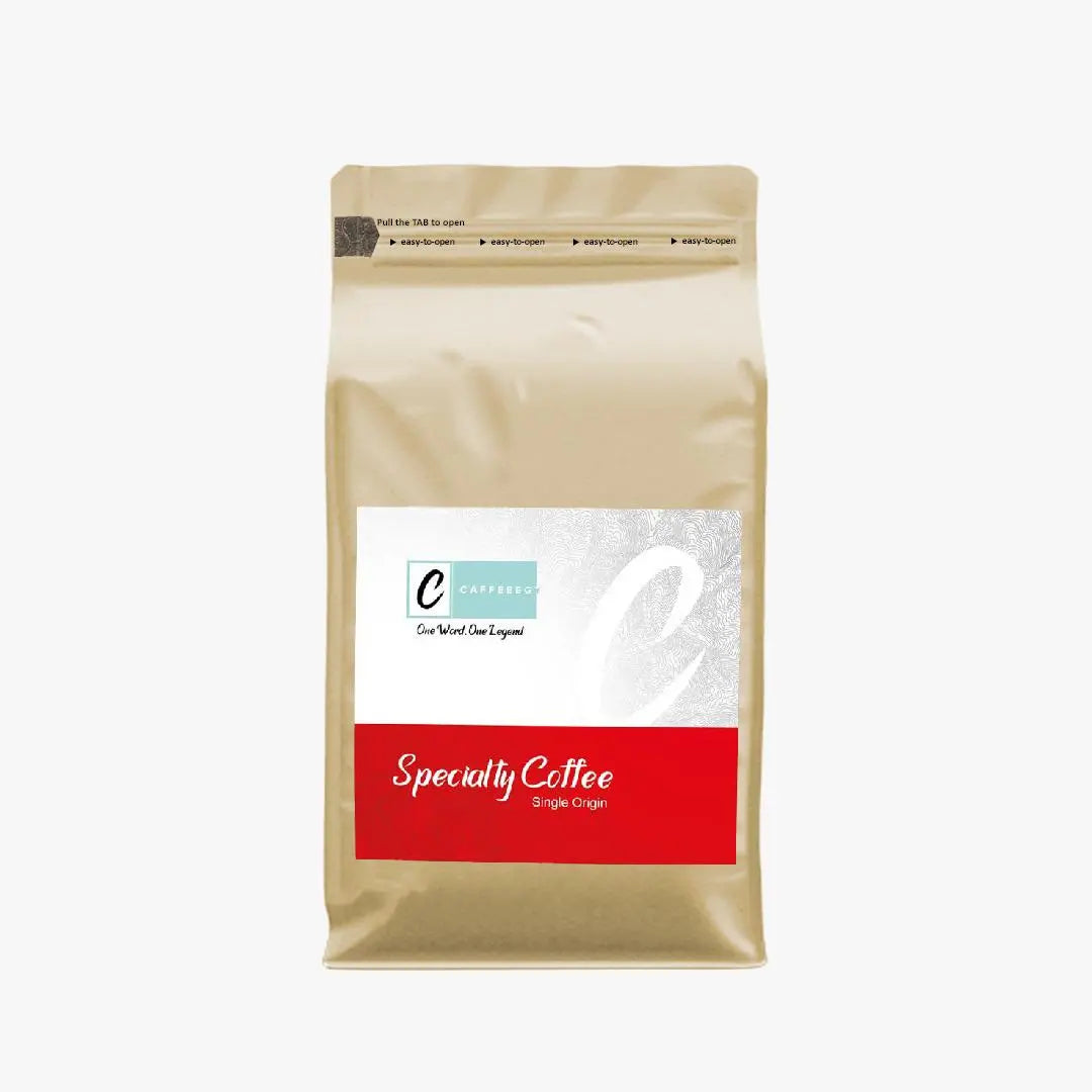Caffeeegy.Co premium specialty coffee in a gold bag with red label, single origin blend