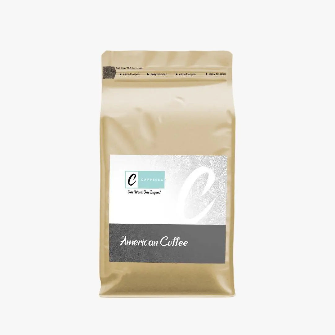 Caffeeegy.Co freshly roasted American coffee in a resealable kraft bag for optimal freshness