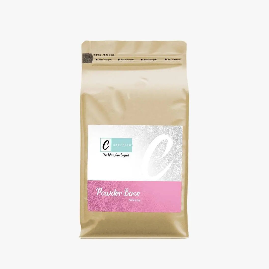Caffeeegy.Co Powder Base Bag for handcrafted Nirvana coffee blends, perfect for brewing premium coffee