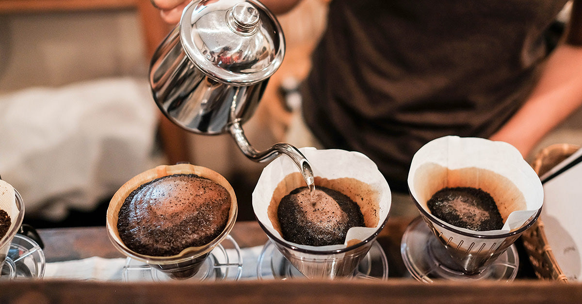 Brewing espresso with premium specialty coffee beans Egypt using pour-over method at Caffeeegy Co