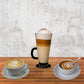 Variety of coffees featuring premium espresso coffee blend served in elegant cups