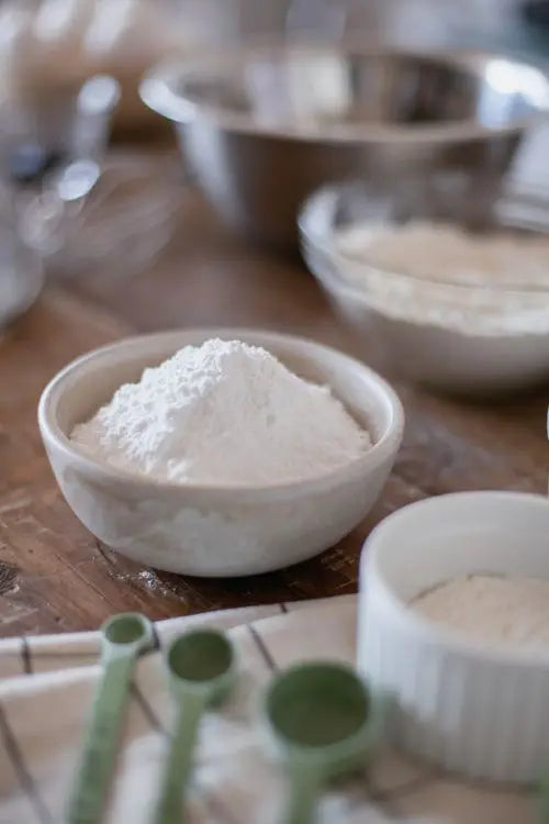 White Mocha powder base in a bowl, creamy white chocolate coffee mix